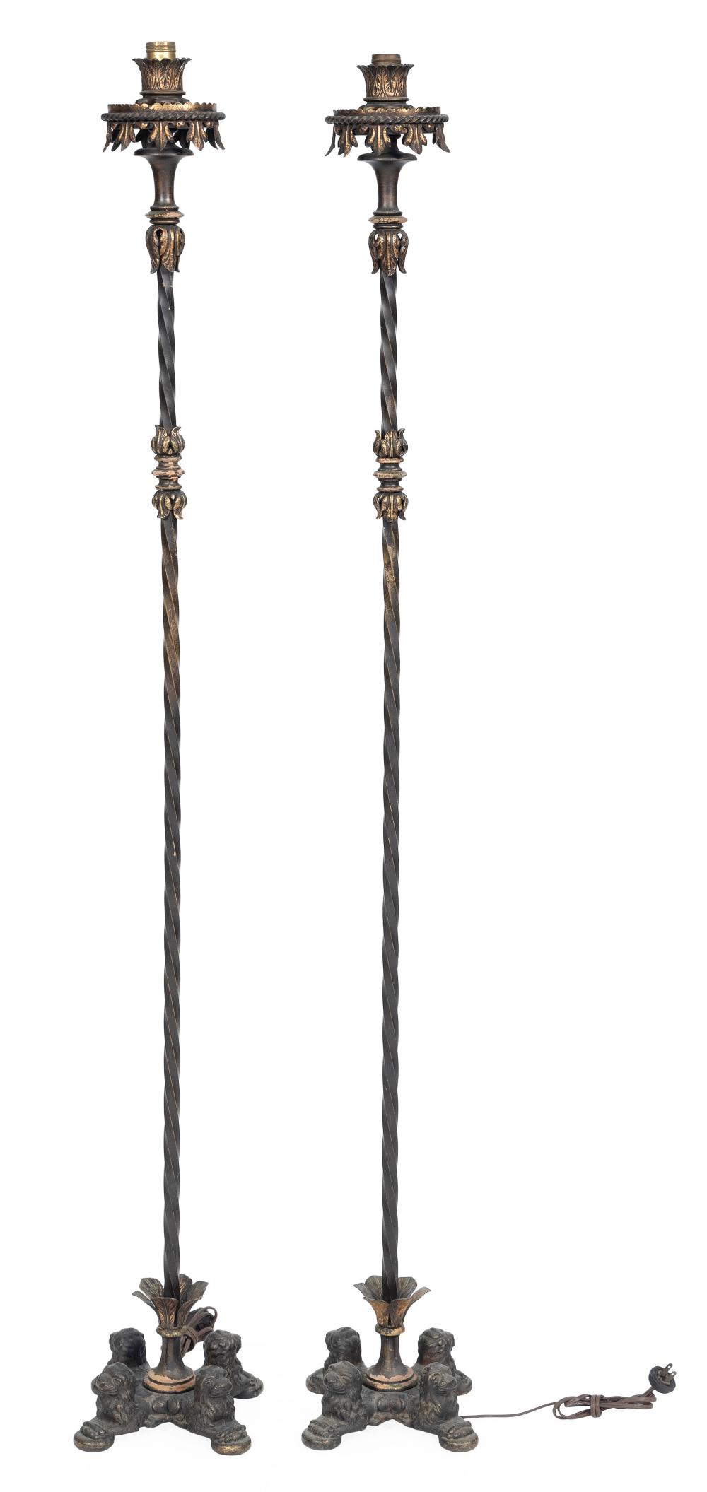 PAIR OF WROUGHT IRON FRENCH-STYLE