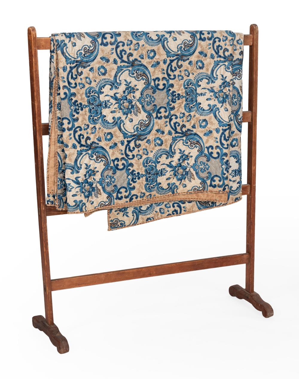QUILT RACK WITH A QUILT LATE 19TH
