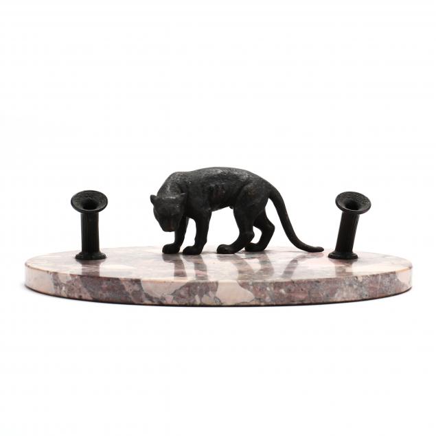 BRONZE AND HARDSTONE FIGURAL INKSTAND 34a4d2