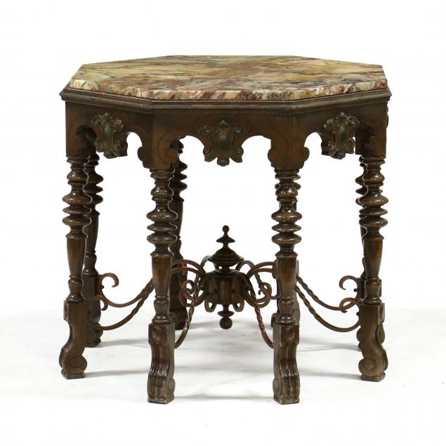 SPANISH STYLE MARBLE TOP OCTAGONAL