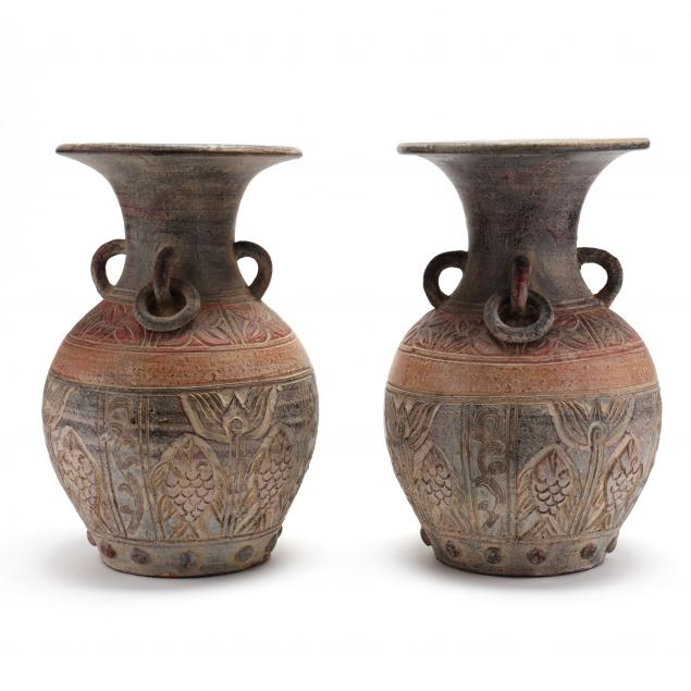 PAIR OF GRECIAN STYLE CERAMIC WATER 34a547