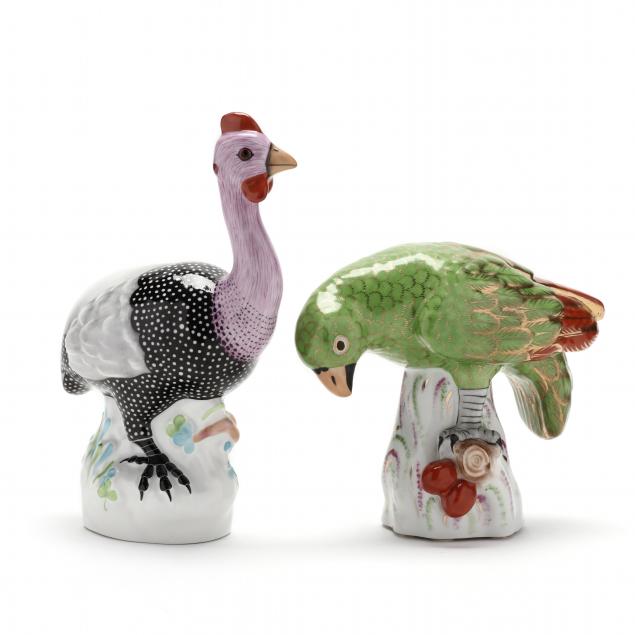 TWO HEREND NATURAL FIGURINES Green 34a571