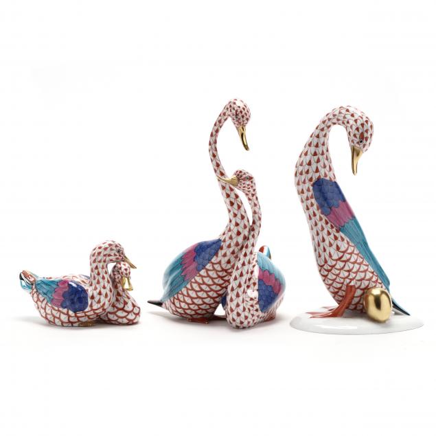 THREE HEREND PORCELAIN SCULPTURES