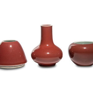Three Chinese Oxblood Glazed Porcelain 34a593