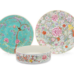 Three Chinese Famille Rose Porcelain