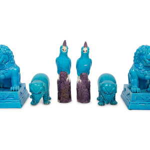 Six Chinese Turquoise Glazed Figures