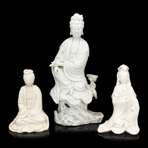 Three Chinese Blanc-de-Chine Porcelain