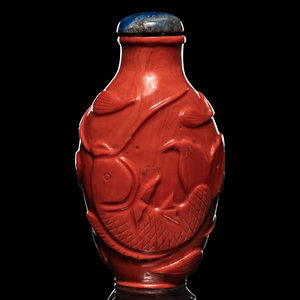 A Chinese Carved Red Coral Snuff 34a5df