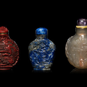 Three Chinese Snuff Bottles LATE 34a5e2