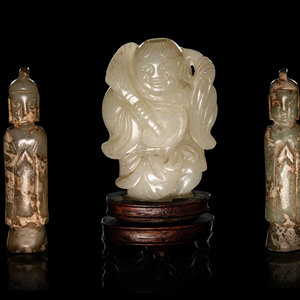 Three Chinese Carved Jade Figures JADE 34a5ee