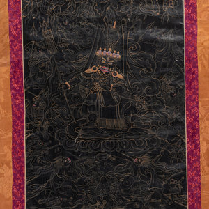 A Tibetan Thangka of Jambhala the 34a61e
