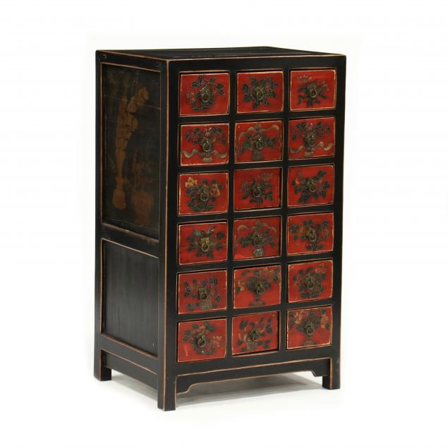 CHINESE LACQUERED EIGHTEEN DRAWER