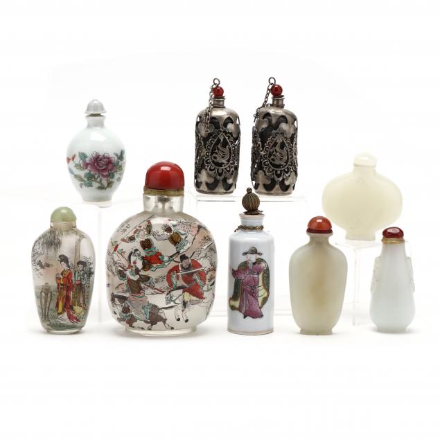 A GROUP OF NINE CHINESE SNUFF BOTTLES 34a638