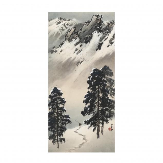 A CHINESE PAINTING OF SNOWY MOUNTAIN