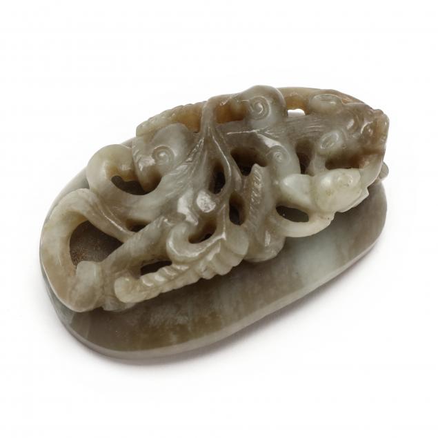 A CHINESE NEPHRITE JADE BELT BUCKLE 34a63f