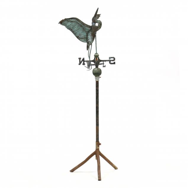 VINTAGE AMERICAN COPPER HERON WEATHERVANE 34a673