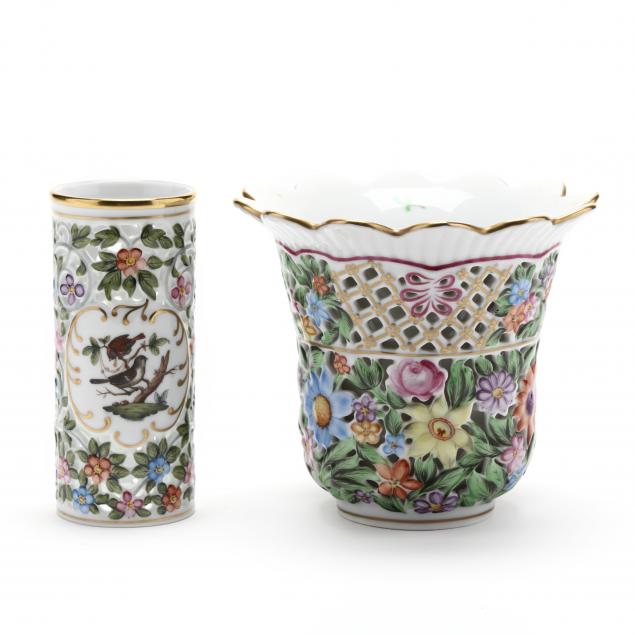 TWO HEREND PORCELAIN VASES All