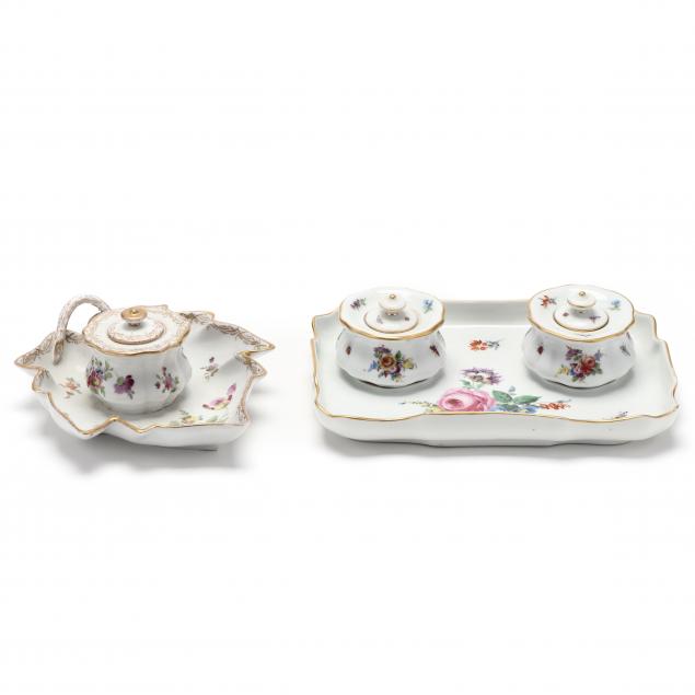 TWO PORCELAIN INK STANDS A Meissen