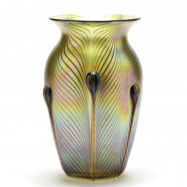 PULLED FEATHER ART GLASS VASE Late 34a76d