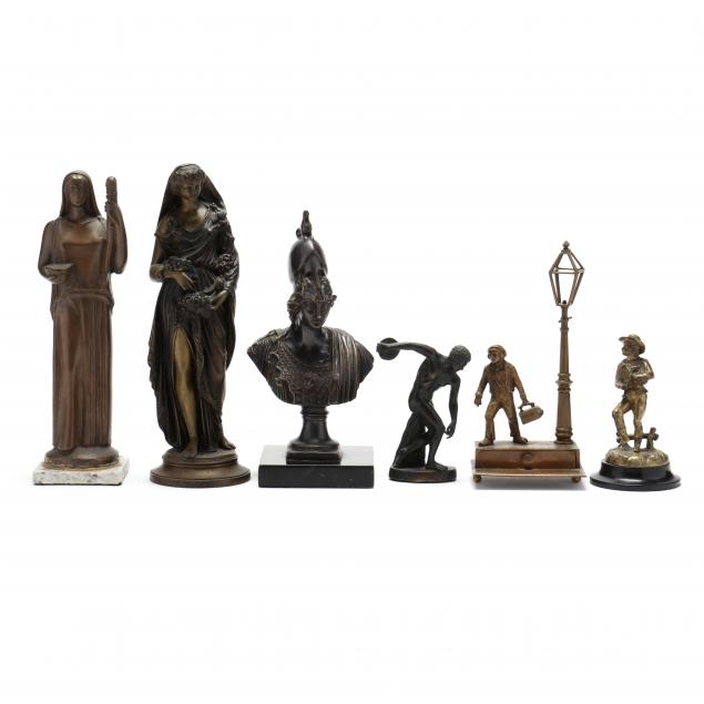 SIX CONTINENTAL BRONZE FIGURES