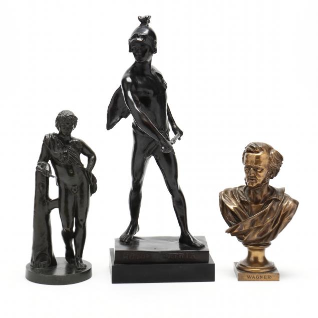 THREE CLASSICAL STYLE BRONZE FIGURES 34a7bb