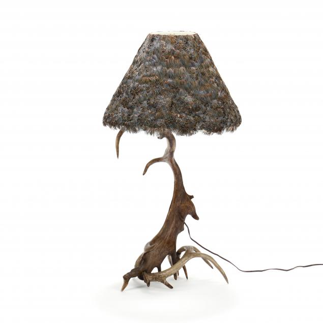 STACKED ANTLER TABLE LAMP Late 34a7c4