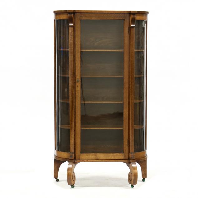 VINTAGE OAK AND GLASS CHINA CABINET 34a7d8