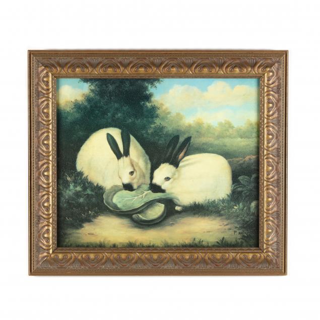 FRAMED PRINT ON CANVAS OF RABBITS