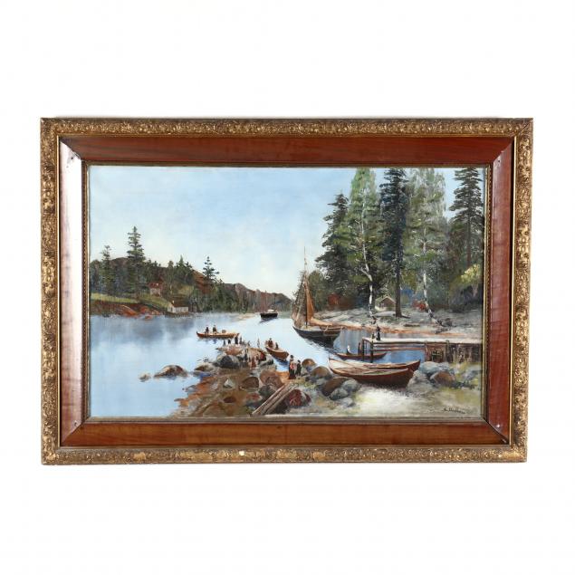 LARGE WATERSCAPE PAINTING OF A