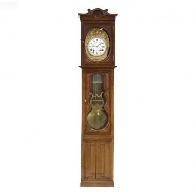 FRENCH OAK TALL CASE CLOCK Late 34a818