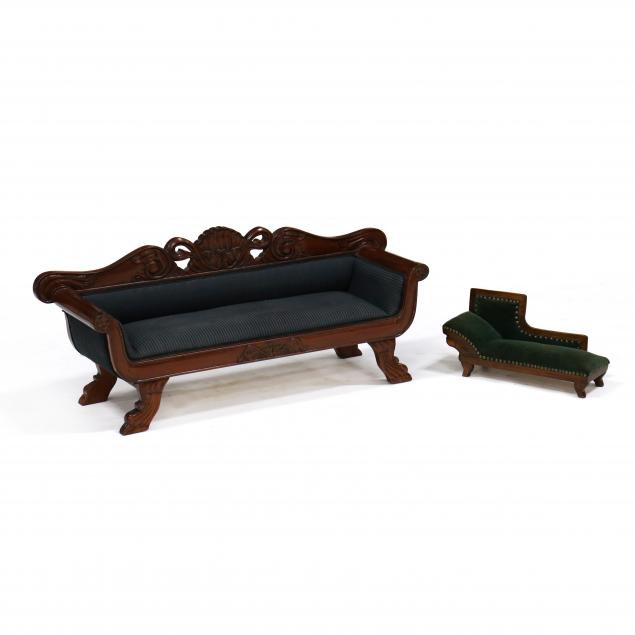 MINIATURE RECAMIER AND CARVED MAHOGANY 34a857