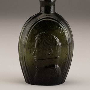 A Molded-Glass Flask in Olive by