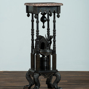 A Victorian Marble-Top Carved and Ebonized
