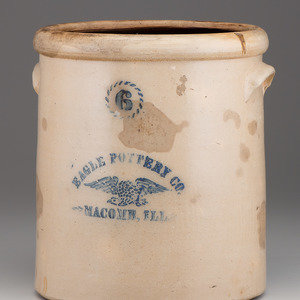 An Eagle Pottery Cobalt Stenciled Six-Gallon