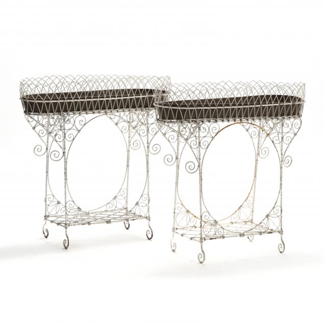 PAIR OF WIREWORK PLANTERS Second 34a95a