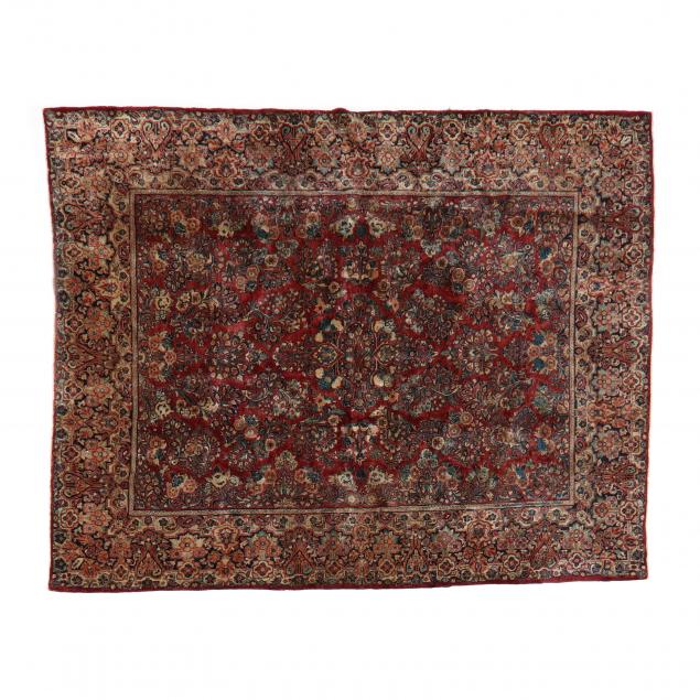 SAROUK CARPET Wine red field with 34a9ed