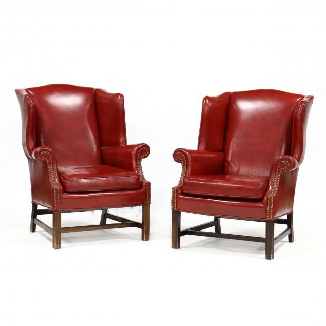 PAIR OF CHIPPENDALE STYLE LEATHER