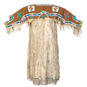 Sioux Beaded Hide Dress ca 1900 sinew sewn  34aa88