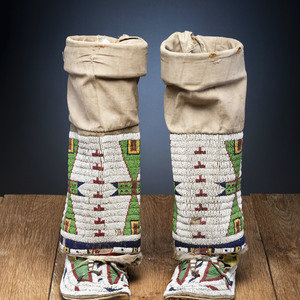 Sioux Beaded Hide Moccasins and