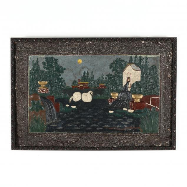 FOLKY FRAMED AND PAINTED IRON PICTORIAL
