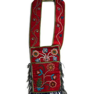 Cree Beaded Wool Bandolier Bag,