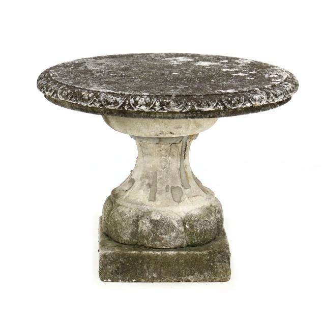 VINTAGE CAST STONE PEDESTAL TABLE