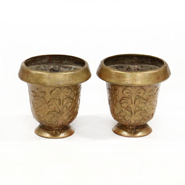 PAIR OF GILT CAST IRON PLANTERS