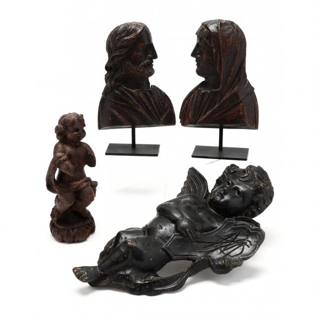 FOUR RELIGIOUS WOOD CARVINGS To 34abfe