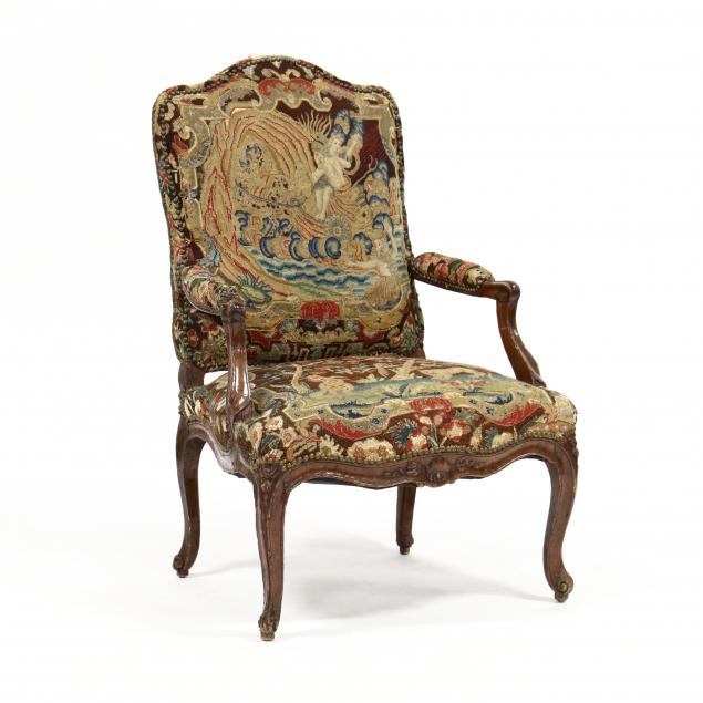 LOUIS XV CARVED WALNUT FAUTEUIL 34ac33