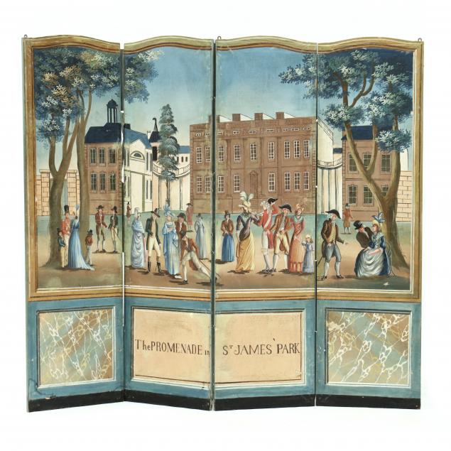 ENGLISH PAINT DECORATED FOUR PANEL 34ac2e