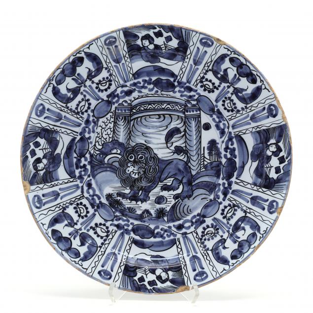 A DUTCH DELFT LION OF JUDAH CHARGER 34ac5e