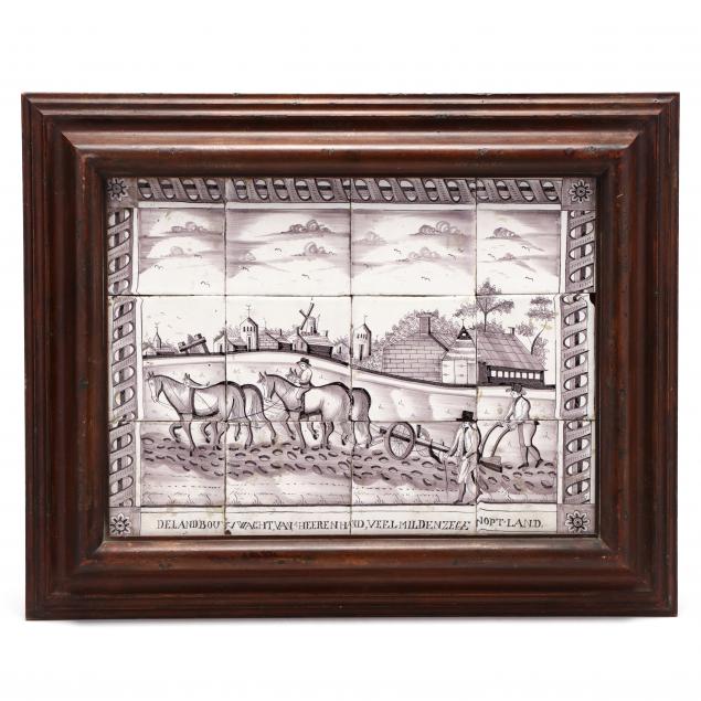 DUTCH DELFT FARM SCENE TILE PANEL 19th