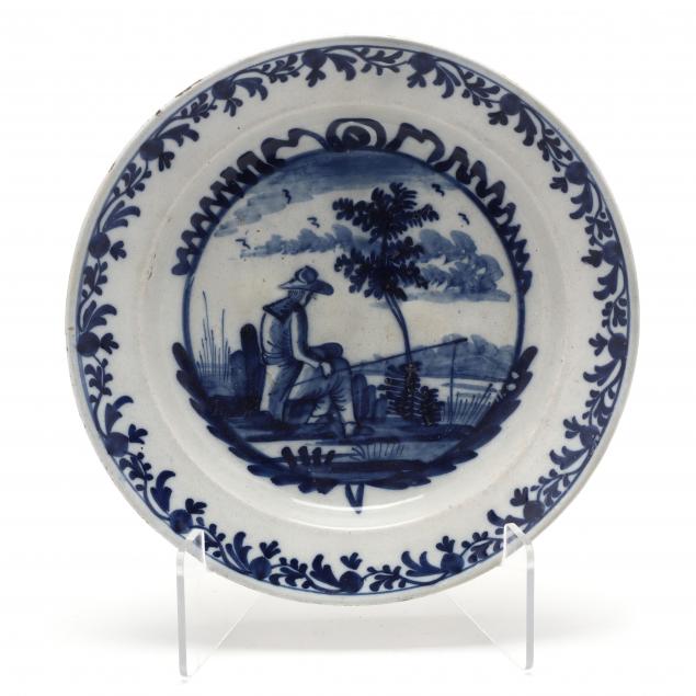 A DUTCH BLUE AND WHITE FISHERMAN CHARGER