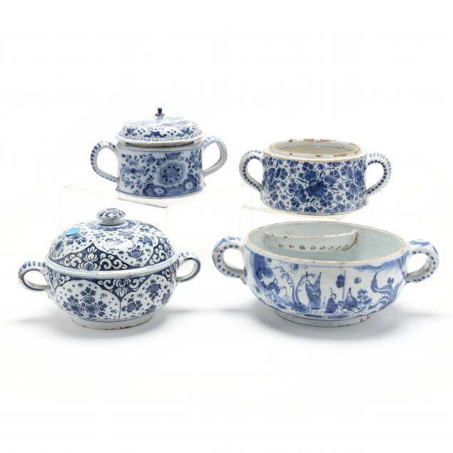 FOUR DUTCH DELFT SPICED WINE BOWLS